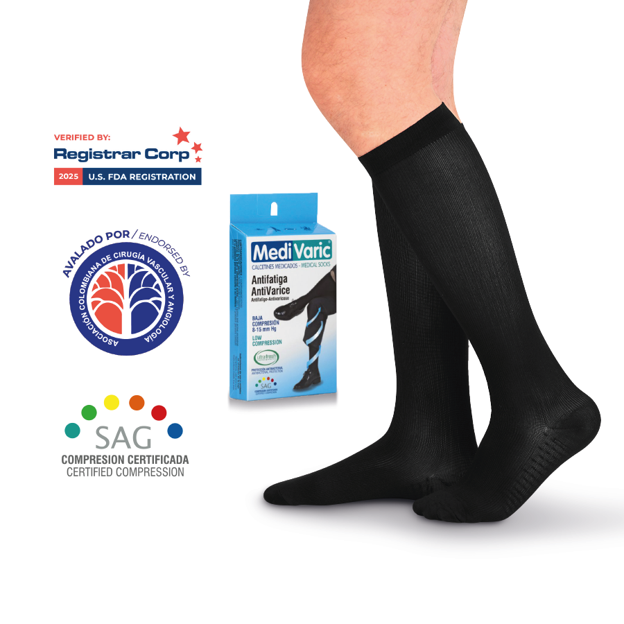 Media de Compresion Baja 8-15mm Hg Acanalado (3313) Rodilla Caballero