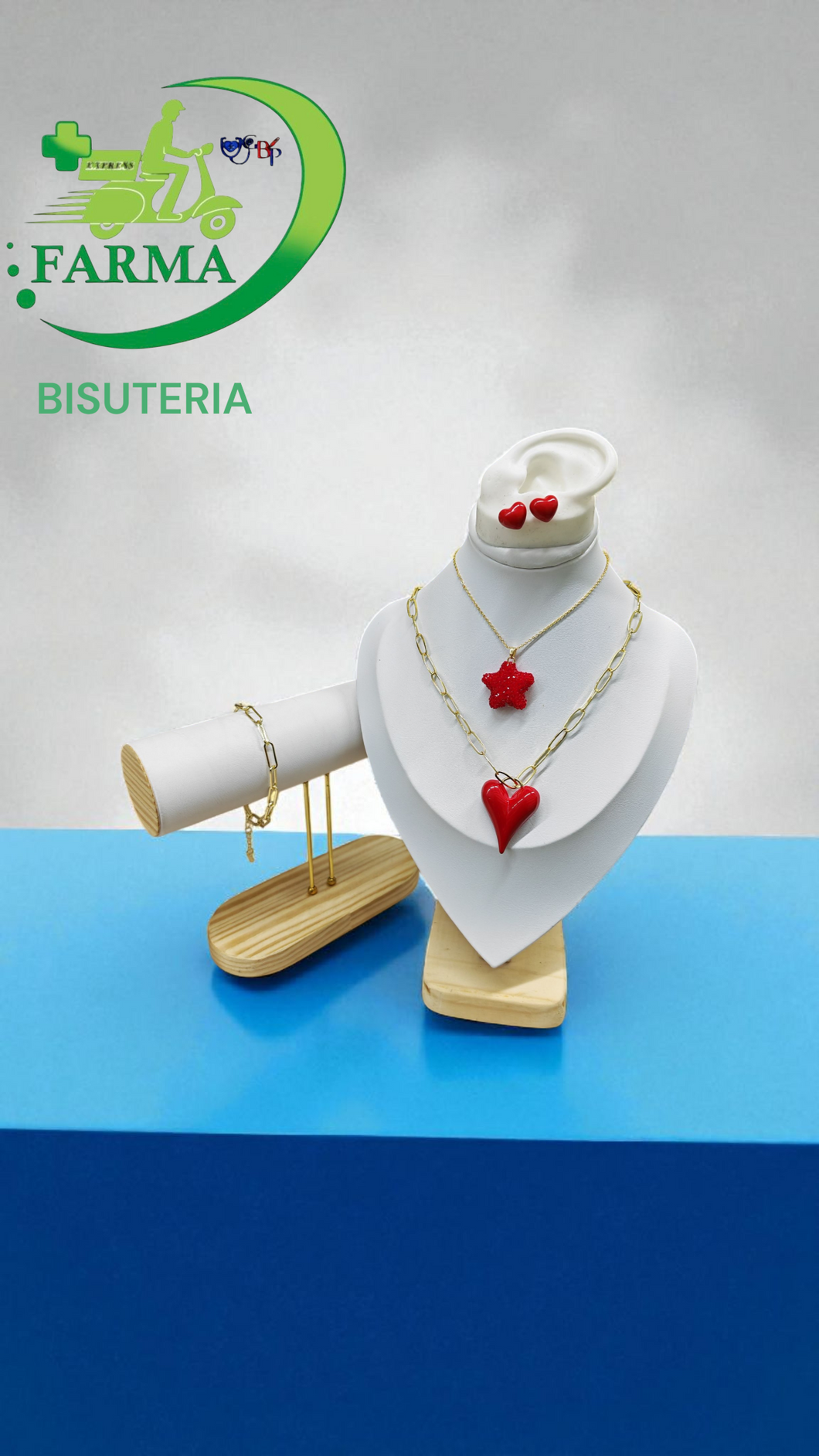 SET DE COLLARES DORADOS C/PULSERA, PENDOENTES Y DIJES DE CORAZON Y ESTRELLA